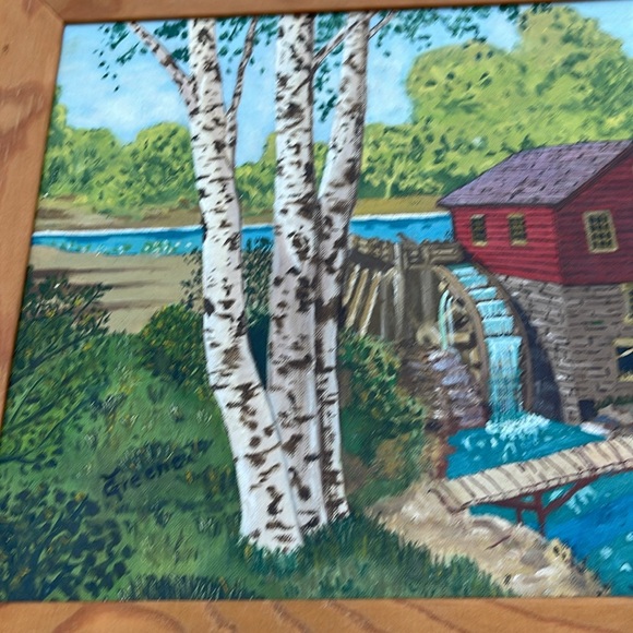 Water Mill Painting, Framed 16x20 - Picture 7 of 8